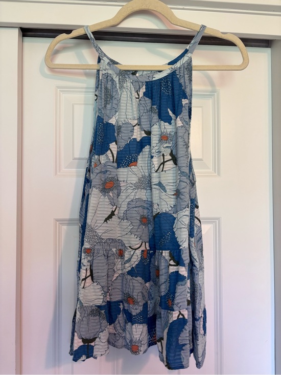 LOFT Tops - LOFT Blue Floral Spaghetti Strap Swing Tank